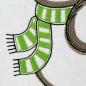 Preview: Stickmotiv weihnachtlicher Vogel Piepmatz - Download Stickdatei von FADENFRISCH