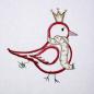 Preview: Stickmotiv kleine Vogelprinzessin mit Krone - Download Stickdatei von FADENFRISCH