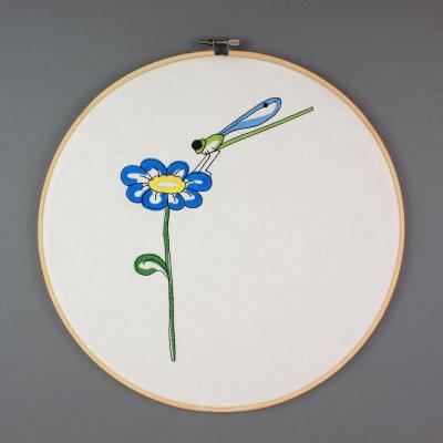 Stickmotiv Blume Dotti - Blumenwiese mit Insekten - Download Stickdatei von FADENFRISCH