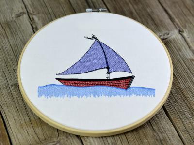 Diseño barco de vela en verano - Descargar archivo de matrices de bordados de FADENFRISCH