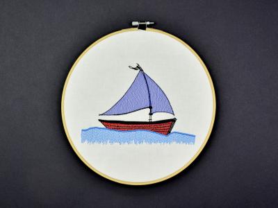 Diseño barco de vela con viento y olas - Descargar archivo de matrices de bordados de FADENFRISCH