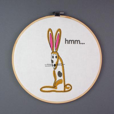 Stickmotiv Hase “hmm...” - Sommerdesign - Download Stickdatei von FADENFRISCH