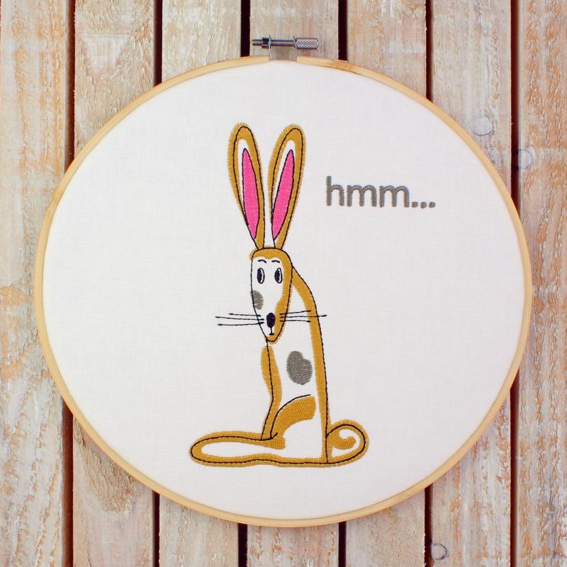 Stickmotiv süßer Hase “hmm...” - Frühlingsidee - Download Stickdatei von FADENFRISCH