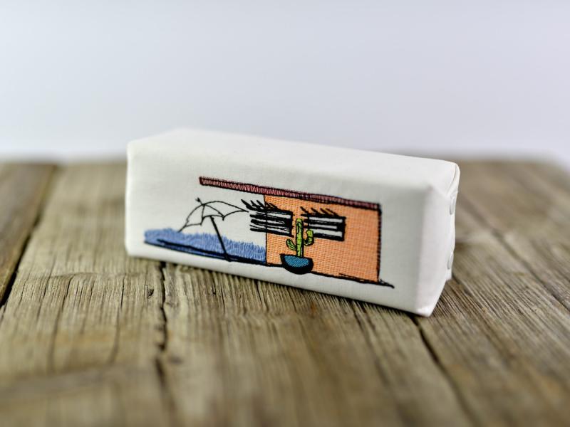 Stickmotiv Badehütte - Sonne, Sand und Meer - Download Stickdatei von FADENFRISCH