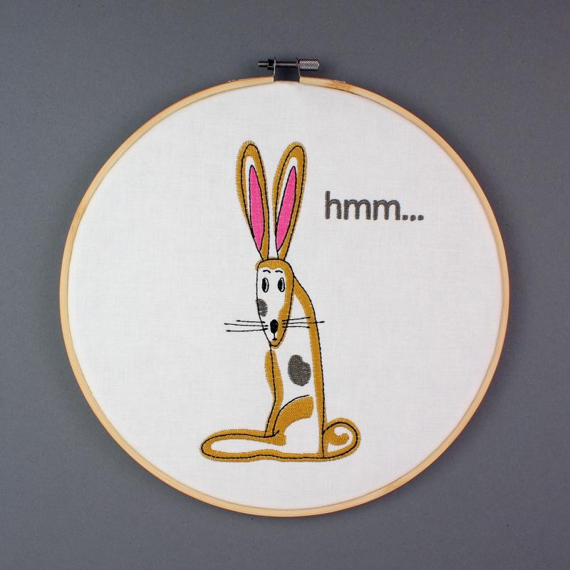 Stickmotiv Hase “hmm...” - Sommerdesign - Download Stickdatei von FADENFRISCH