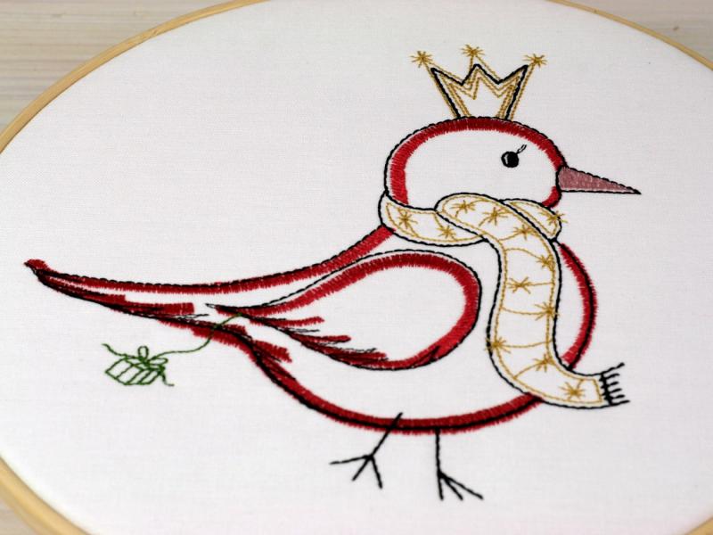 Stickmotiv Vogelprinzessin Weihnachtsmotiv - Download Stickdatei von FADENFRISCH